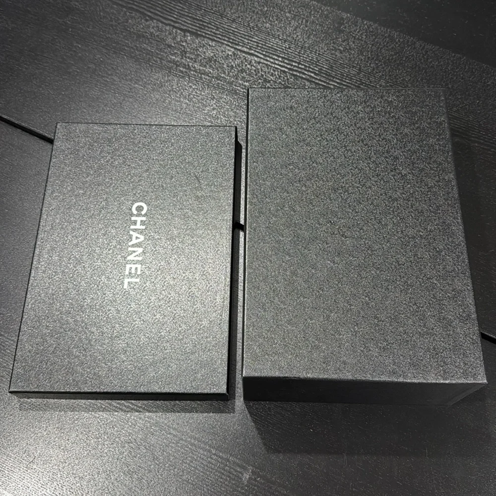 CHANEL Black Storage Box with White Logo